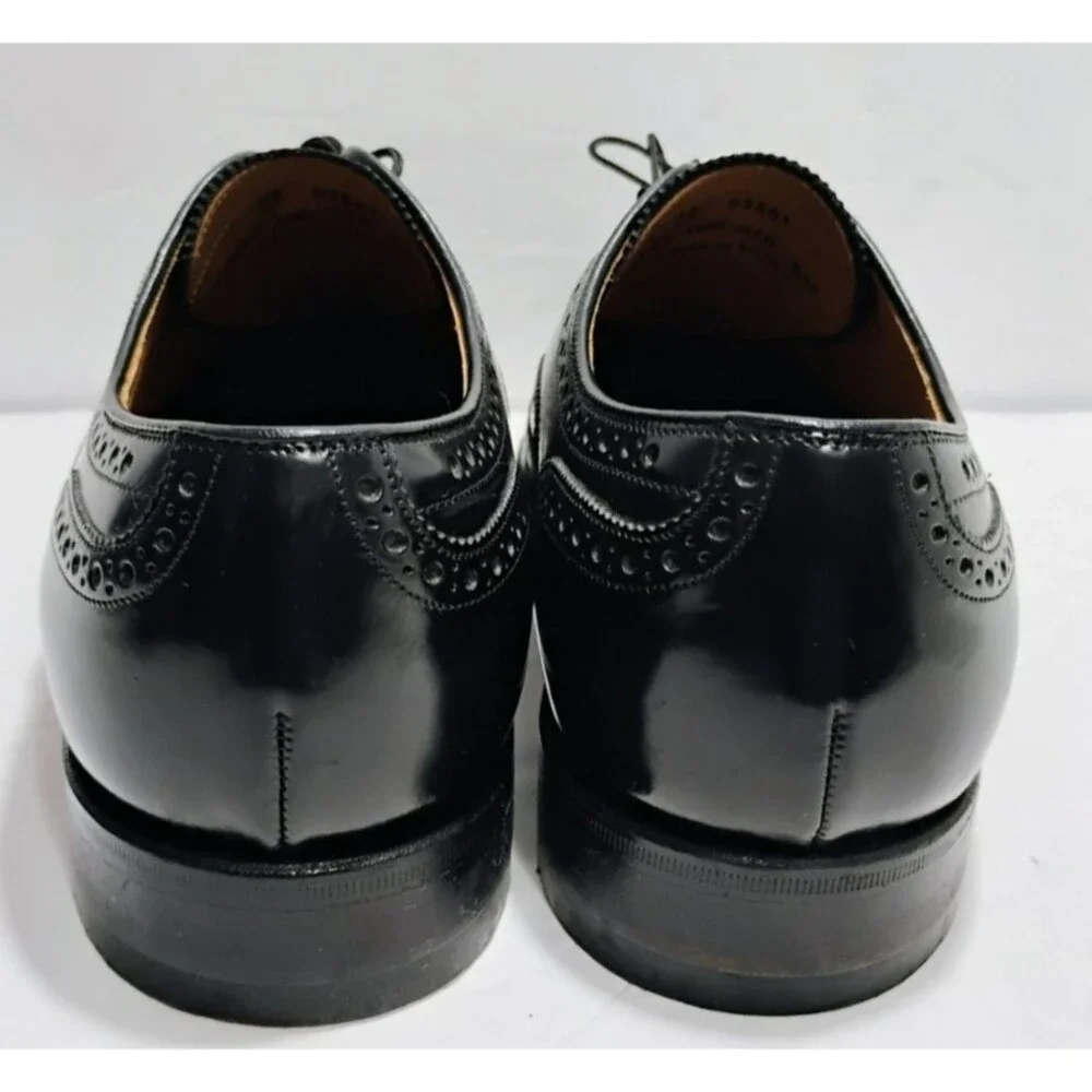 Johnston & Murphy Black Leather Wingtip Oxford Dress Shoes Mens 10.5 D